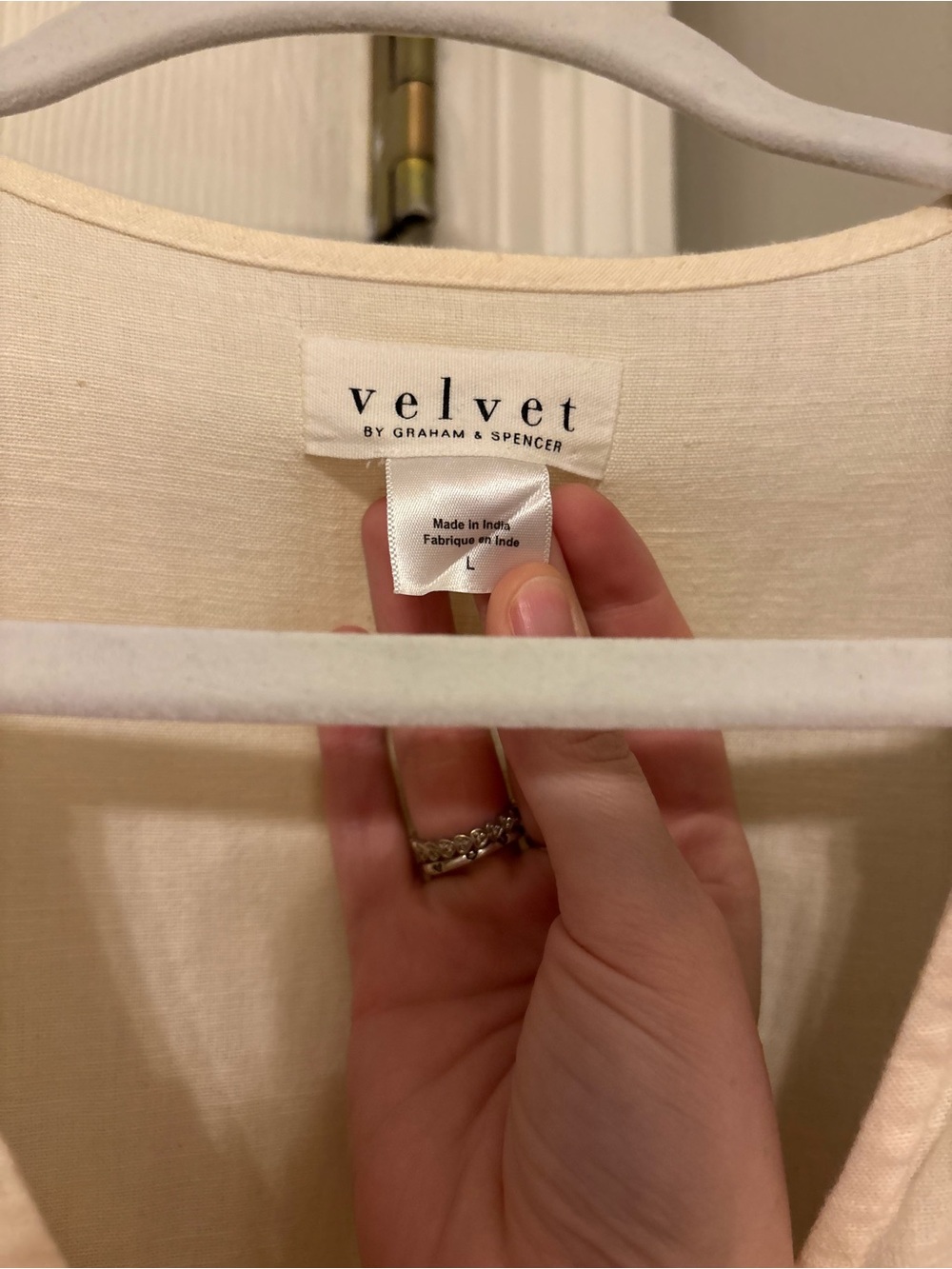 Velvet by Graham & Spencer Cream Dress with Blue Embroidery - Picture 4 of 5